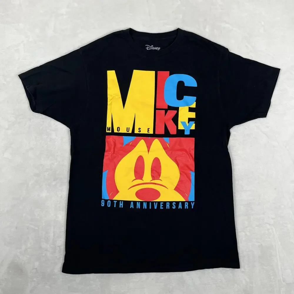Disney Mickey Mouse 90th Anniversary T-Shirt Mens Large Black Colorblock Tee
